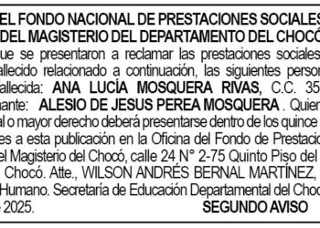 Edicto 2do. aviso Ana Lucía Mosquera Rivas