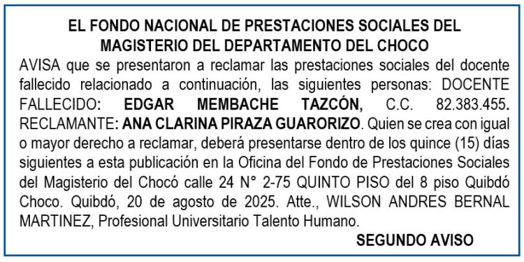 Edicto 2do. aviso Édgar Membache Tazcón