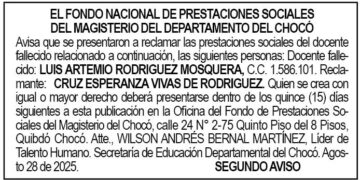 Edicto 2do. aviso Luis Artemio Rodríguez Mosquera