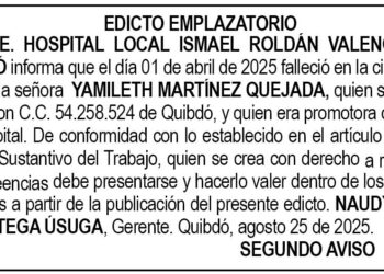 Edicto 2do. aviso Yamileth Martínez Quejada