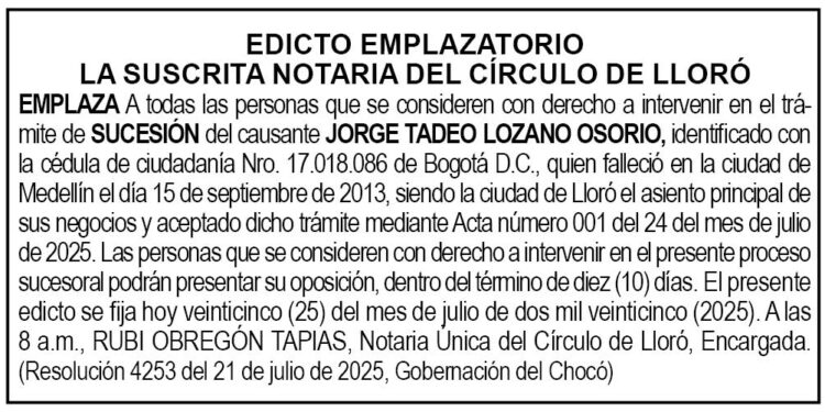 Edicto Jorge Tadeo Lozano Osorio