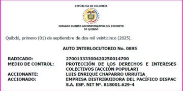 Chocó: admiten demanda contra Dispac