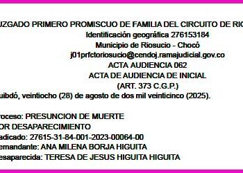 Muerte desaparecimiento Chocó