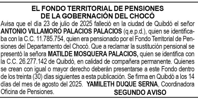 Edicto 2do. aviso Antonio Villamoro Palacios Palacios