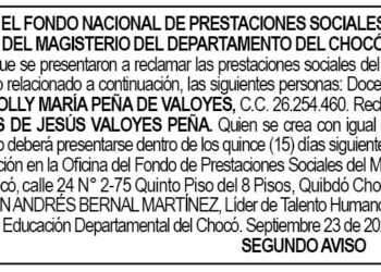 Edicto 2do. aviso Dolly María Peña de Valoyes
