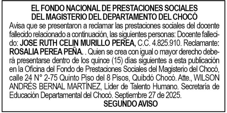 Edicto 2do. aviso José Ruth Celin Murillo Perea
