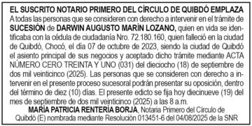 Edicto Darwin Augusto Marín Lozano
