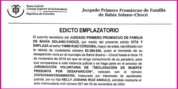 Edicto muerte presunta por desaparición