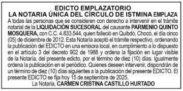 Edicto Parmenio Quinto Mosquera