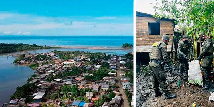 Policía lideró una jornada de limpieza en la quebrada El Valle, Bahía Solano