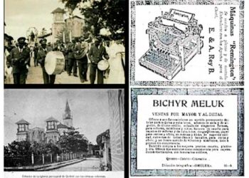 Banda Intendencial de música (s.f.), iglesia parroquial de Quibdó (1915), avisos publicitarios en el periódico ABC, de Quibdó (1916). FOTOS: Archivo fotográfico y fílmico del Chocó. Misioneros Claretianos. El Guarengue.