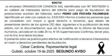 Edicto 2do. aviso Pedro Luis Pestaña Palomeque