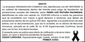 Edicto 1er. aviso Pedro Luis Pestaña Palomeque