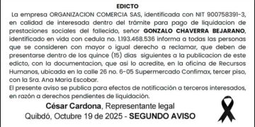 Edicto 2do. aviso Gonzalo Chaverra Bejarano