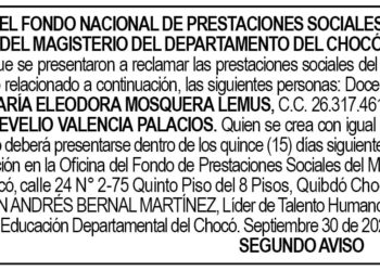 Edicto 2do. aviso María Eleodora Mosquera Lemus