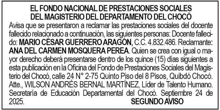 Edicto 2do. aviso Mario César Guerrero Aragón