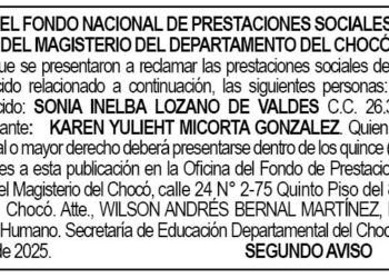 Edicto 2do. aviso Sonia Inelba Lozano de Valdés