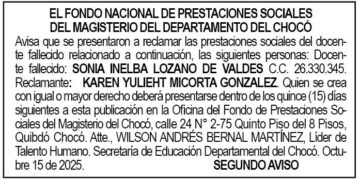 Edicto 2do. aviso Sonia Inelba Lozano de Valdés