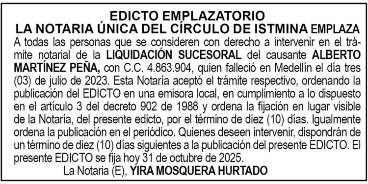 Edicto Alberto Martínez Peña