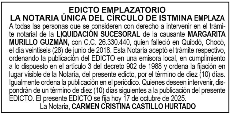 Edicto Margarita Murillo Guzmán