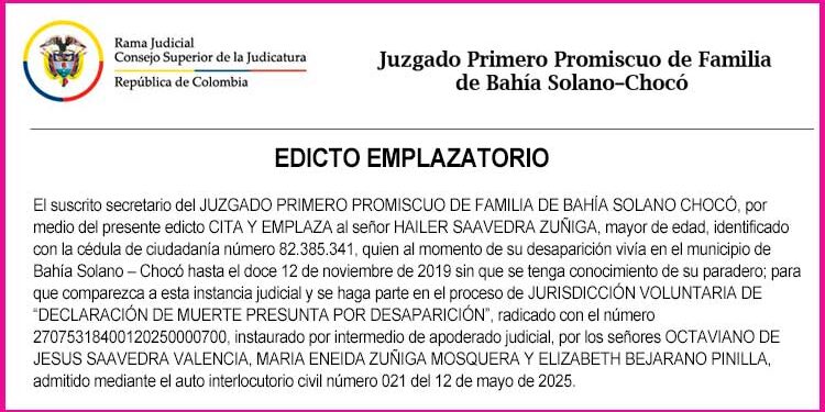 Edicto muerte presunta por desaparición