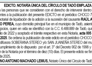 Edicto Raúl Alberto Quintero Perea