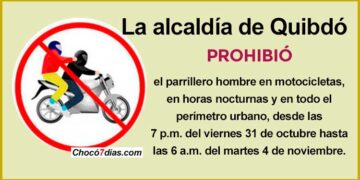 Chocó: Prohíben parrillero hombre en horas nocturnas en Quibdó