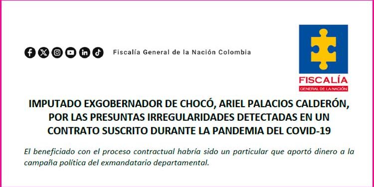 Imputan a exgobernador del Chocó Ariel Palacios