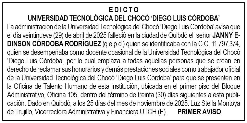 Choc&oacute; UTCH edicto