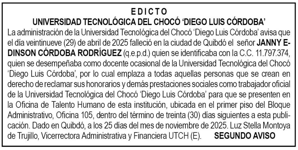 Choc&oacute; UTCH edicto