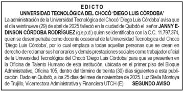 Chocó UTCH edicto