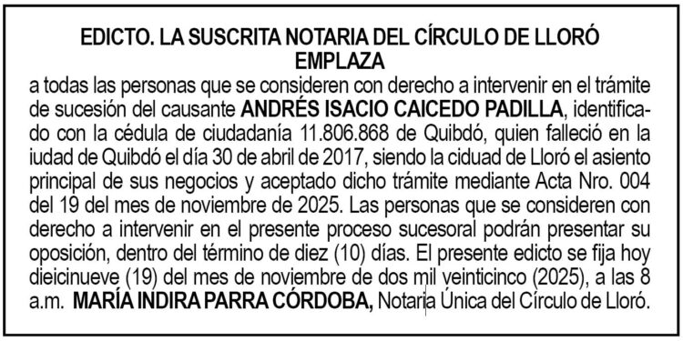 Edicto Andrés Isacio Caicedo Padilla