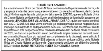 Edicto Leandro José Villarreal Jaraba