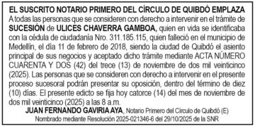 Edicto Ulices Chaverra Gamboa