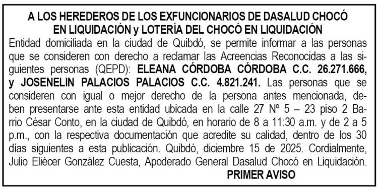 Edicto Dasalud Chocó