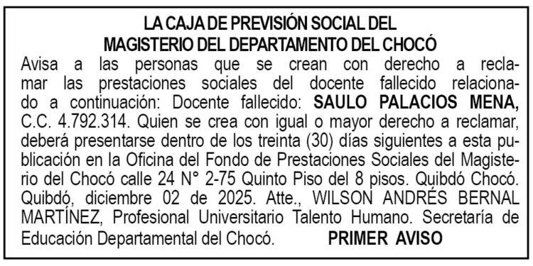 Edicto Quibdó Chocó