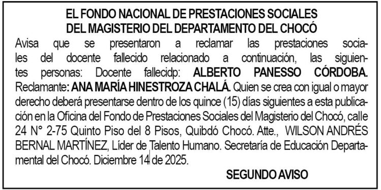 Chocó edicto dic 18 2025