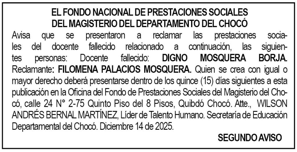 Edicto Choc&oacute; Digno