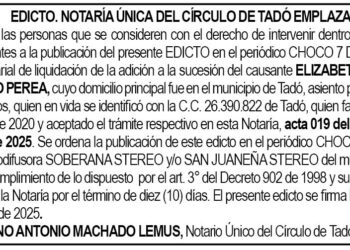 Edicto 1er. aviso Elizabeth María Quintero Perea