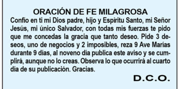 Oración de fe milagrosa D.C.O.
