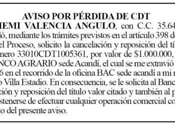 Acandí Chocó pérdida CDT