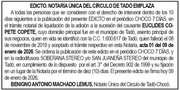 Edicto Tadó Chocó