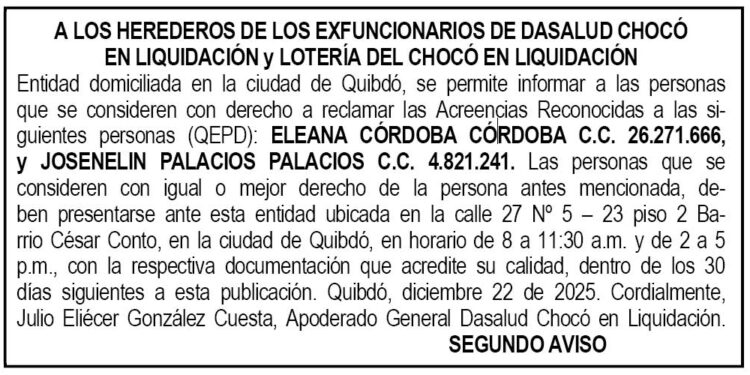 Edicto Dasalud Chocó 2 ene 14 2026