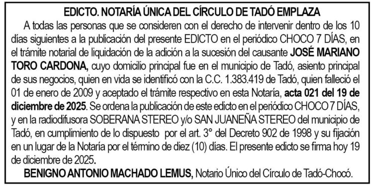 Edicto Tadó Chocó
