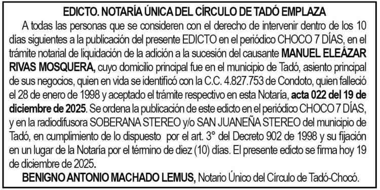 Edicto Tadó Chocó