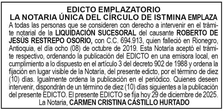 Edicto Istmina Chocó
