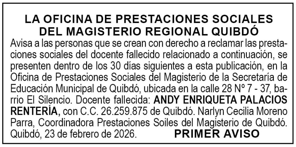Edicto Quibd&oacute;