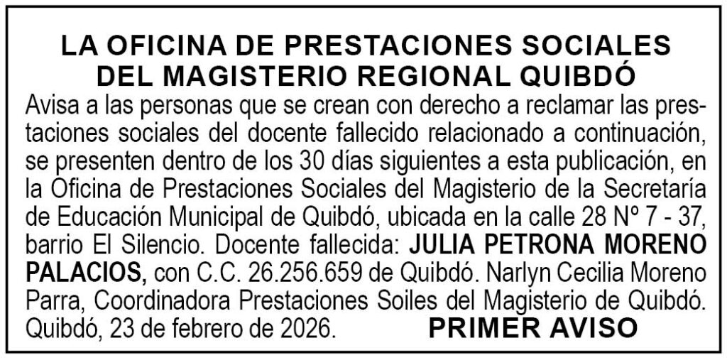 Edicto Quibd&oacute;