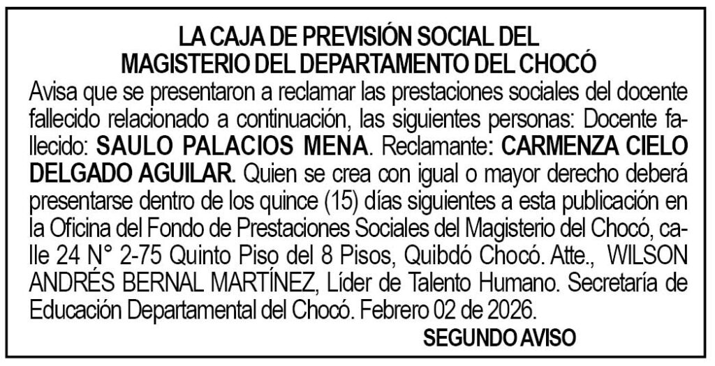 Choc&oacute; Quibd&oacute; edicto