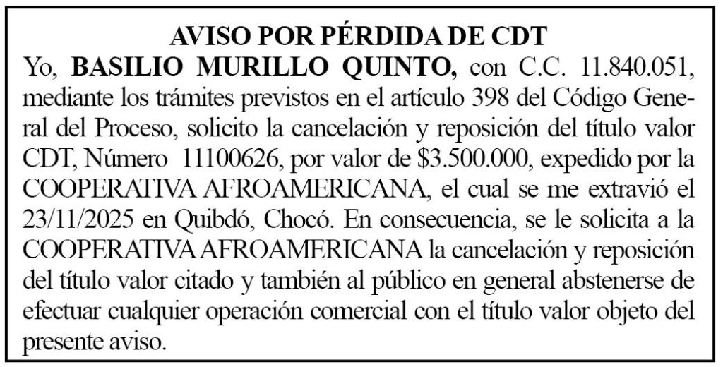 CDT Quibd&oacute; Choc&oacute;